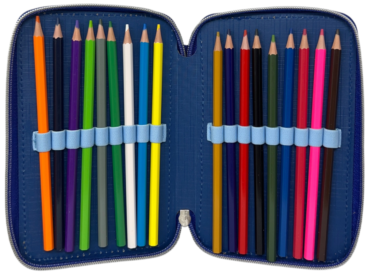 Astuccio Scuola Stitch Multiscomparto 3 Zip Penna Papermate Pennarelli Giotto - Lst1192-B