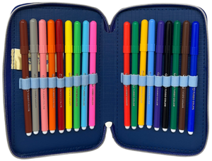 Astuccio Scuola Stitch Multiscomparto 3 Zip Penna Papermate Pennarelli Giotto - Lst1192-B