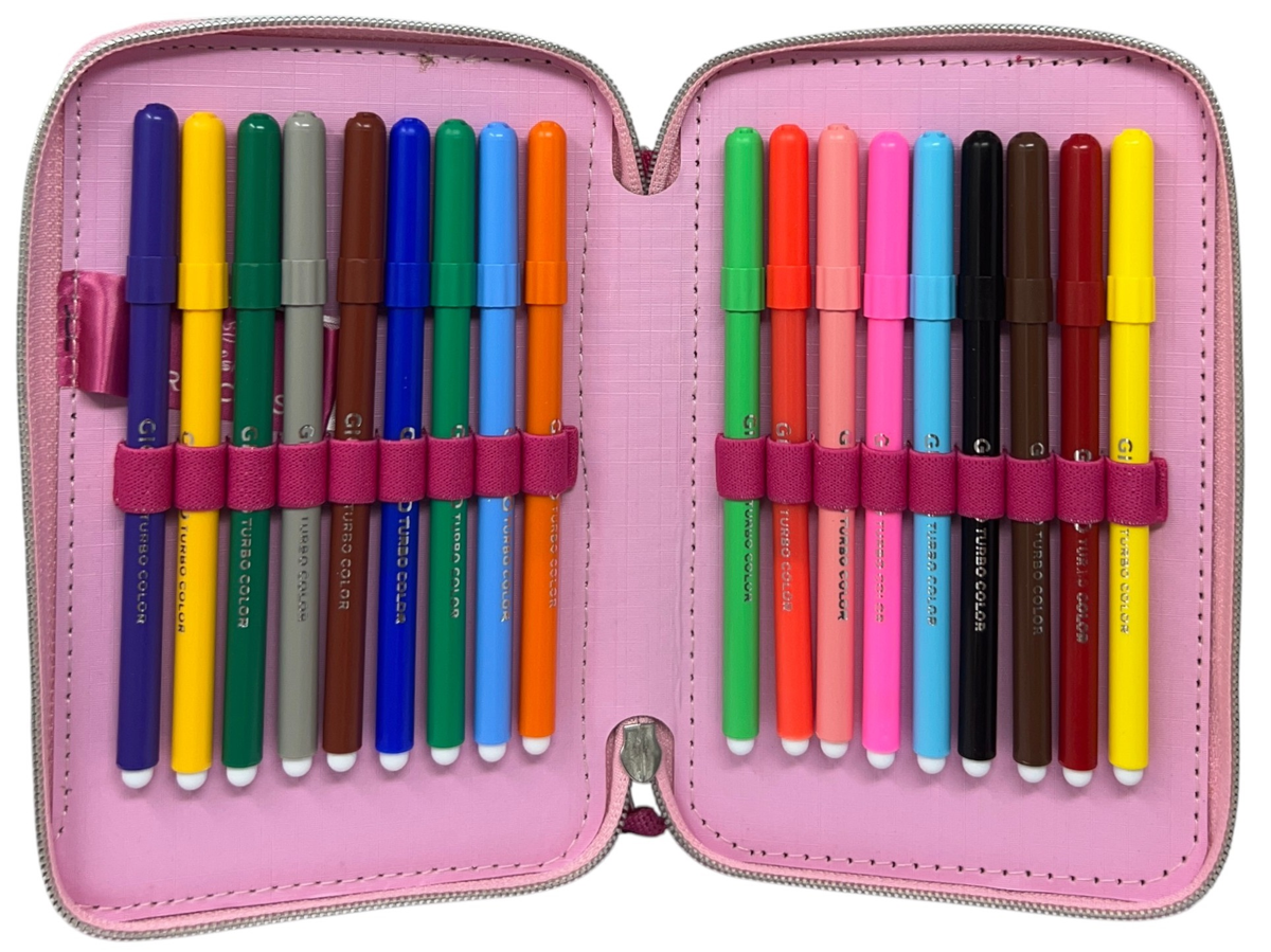 Astuccio Scuola Principesse DISNEY Multiscomparto 3 Zip Penna Papermate Pennarelli Giotto - Pr1192