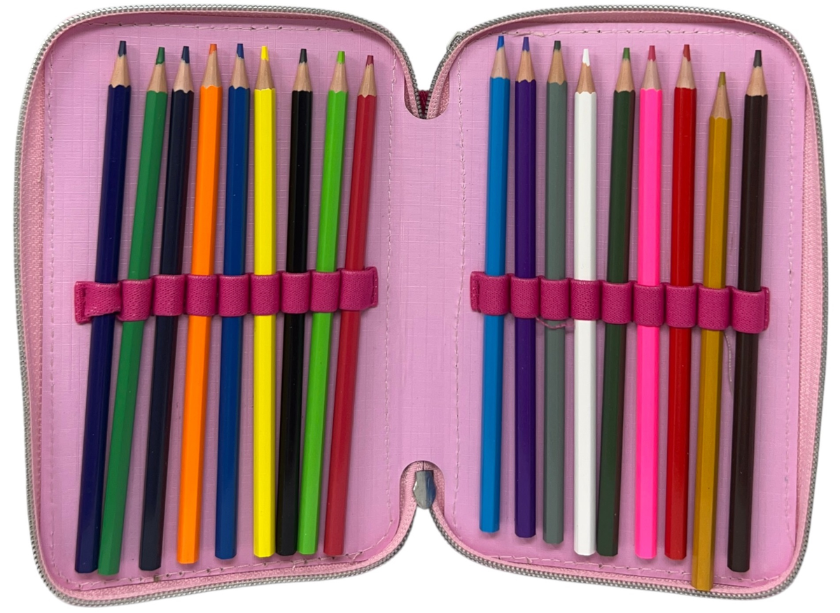 Astuccio Scuola Principesse DISNEY Multiscomparto 3 Zip Penna Papermate Pennarelli Giotto - Pr1192