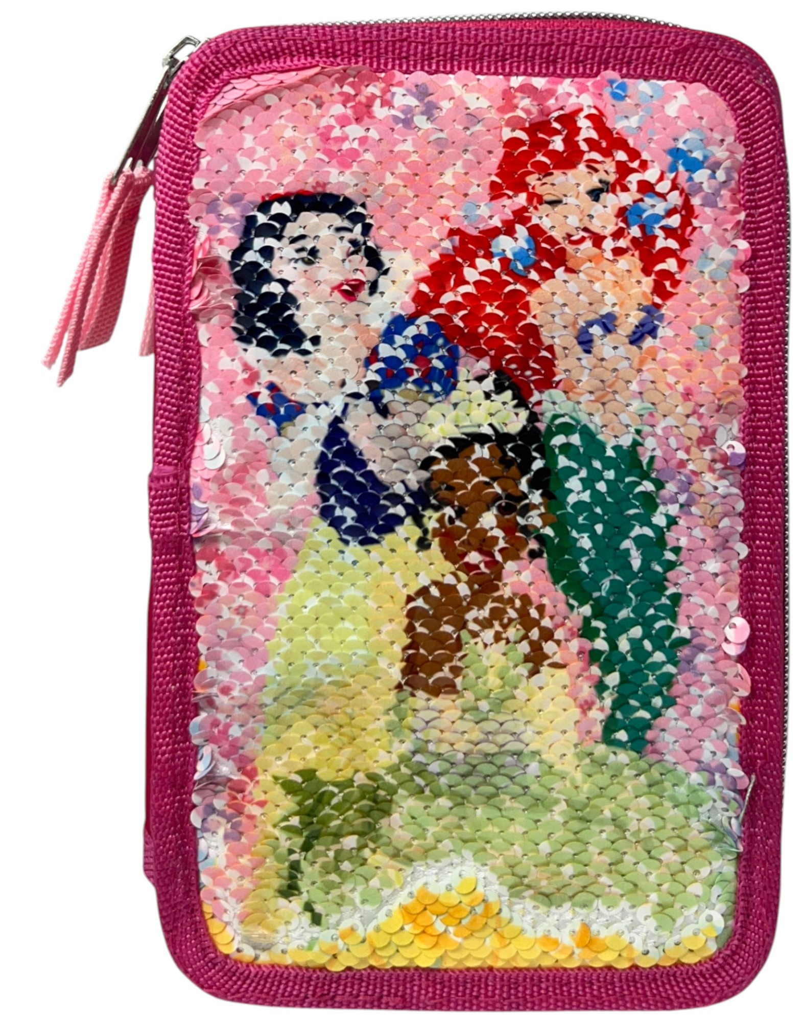 Astuccio Scuola Principesse DISNEY Multiscomparto 3 Zip Paillettes Reversibili Pennareli Giotto - Pr1225