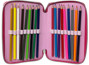 Astuccio Scuola Principesse DISNEY Multiscomparto 3 Zip Paillettes Reversibili Pennareli Giotto - Pr1225