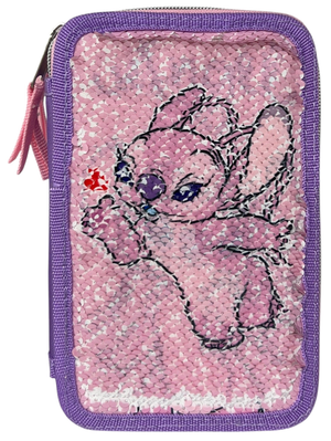 Astuccio Scuola Angel DISNEY Lilo & Stitch Multiscomparto 3 Zip Paillettes Reversibili Pennareli Giotto - Lst0996-G