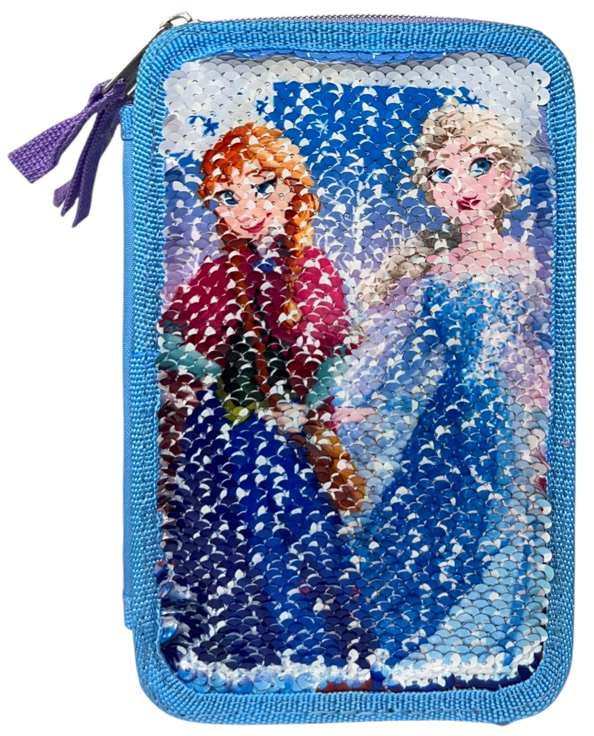 Astuccio Scuola Frozen DISNEY Multiscomparto 3 Zip Paillettes Reversibili Pennareli Giotto - Fr1225