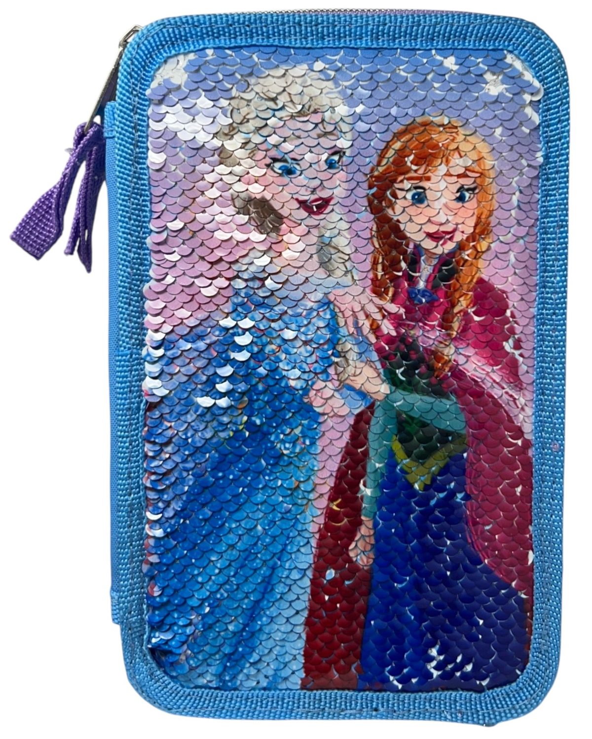 Astuccio Scuola Frozen DISNEY Multiscomparto 3 Zip Paillettes Reversibili Pennareli Giotto - Fr1225