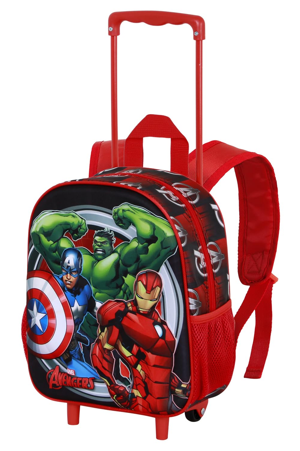 Zaino Asilo Trolley 3d Avengers MARVEL Zainetto 34 CM con Carrello per Scuola Materna - 08452