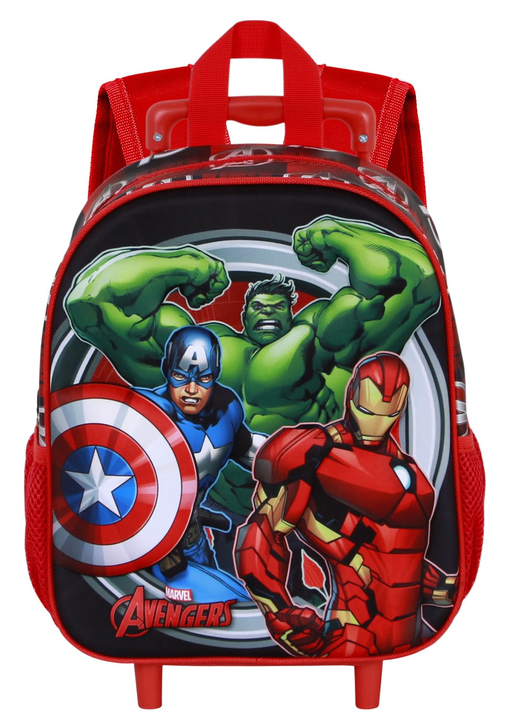 Zaino Asilo Trolley 3d Avengers MARVEL Zainetto 34 CM con Carrello per Scuola Materna - 08452
