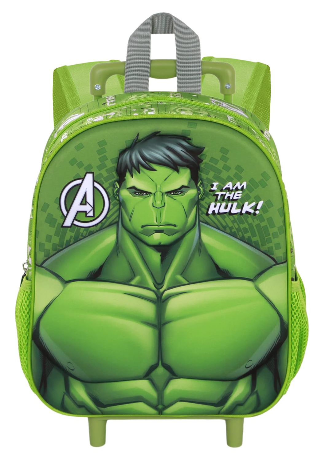 Zaino Asilo Trolley 3d Hulk MARVEL Zainetto 34 CM con Carrello per Scuola Materna - 08486