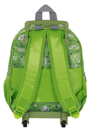 Zaino Asilo Trolley 3d Hulk MARVEL Zainetto 34 CM con Carrello per Scuola Materna - 08486
