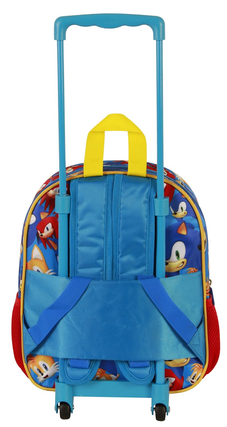 Zaino Asilo Trolley 3d Sonic Zainetto 34 CM con Carrello per Scuola Materna - 08502