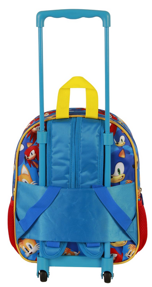 Zaino Asilo Trolley 3d Sonic Zainetto 34 CM con Carrello per Scuola Materna - 08502