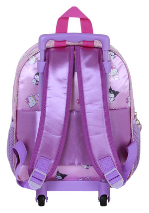 Zaino Asilo Trolley 3d Kuromi e Hello Kitty Sanrio Zainetto 34 CM con Carrello per Scuola Materna - 08522