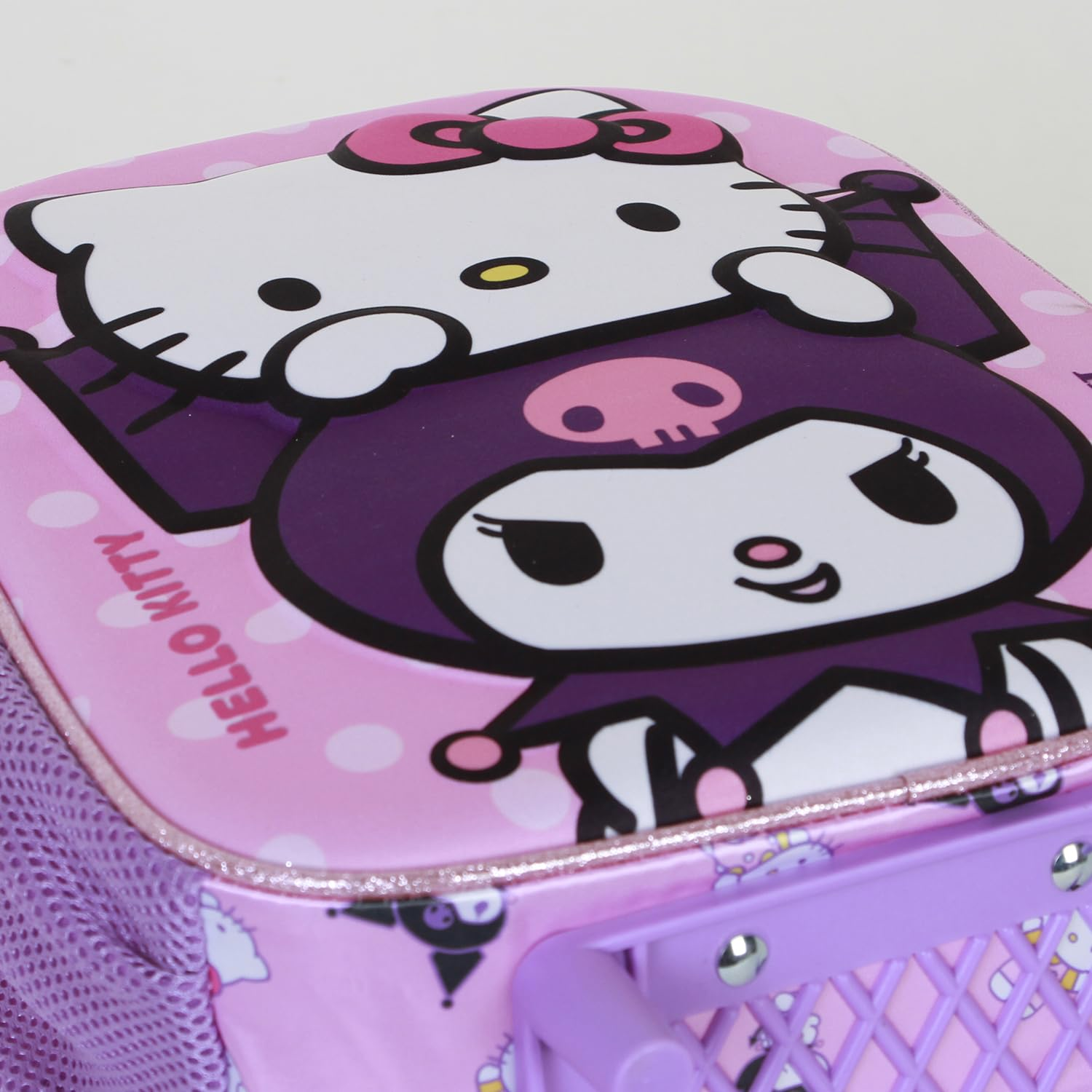 Zaino Asilo Trolley 3d Kuromi e Hello Kitty Sanrio Zainetto 34 CM con Carrello per Scuola Materna - 08522