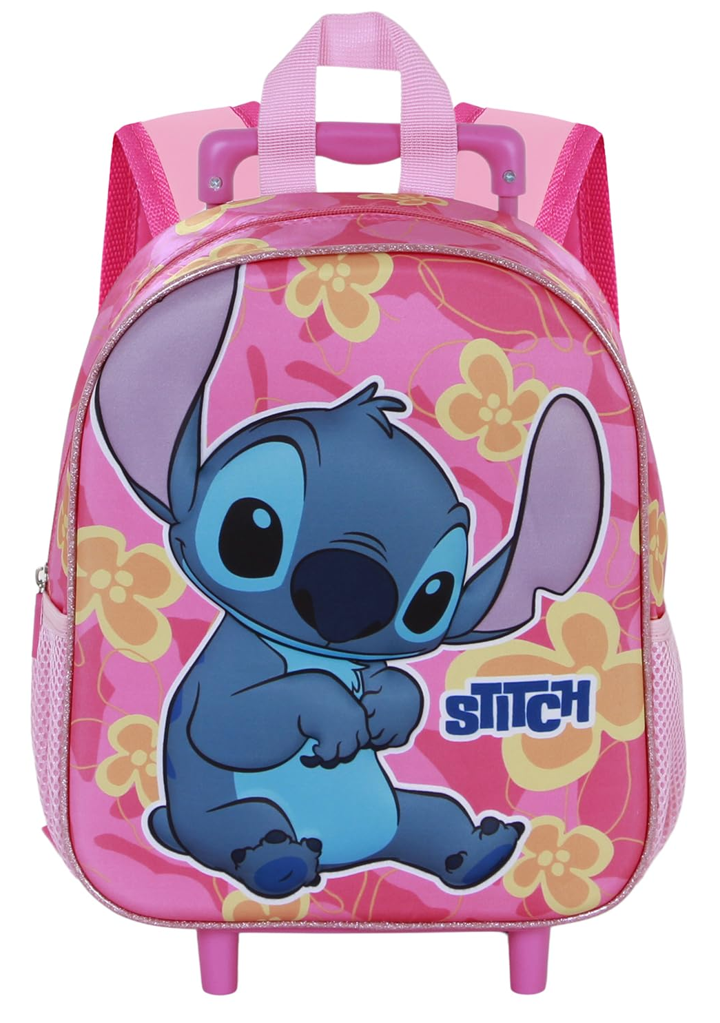 Zaino Asilo Trolley 3d Stitch Rosa DISNEY Zainetto 34 CM con Carrello per Scuola Materna - 08553