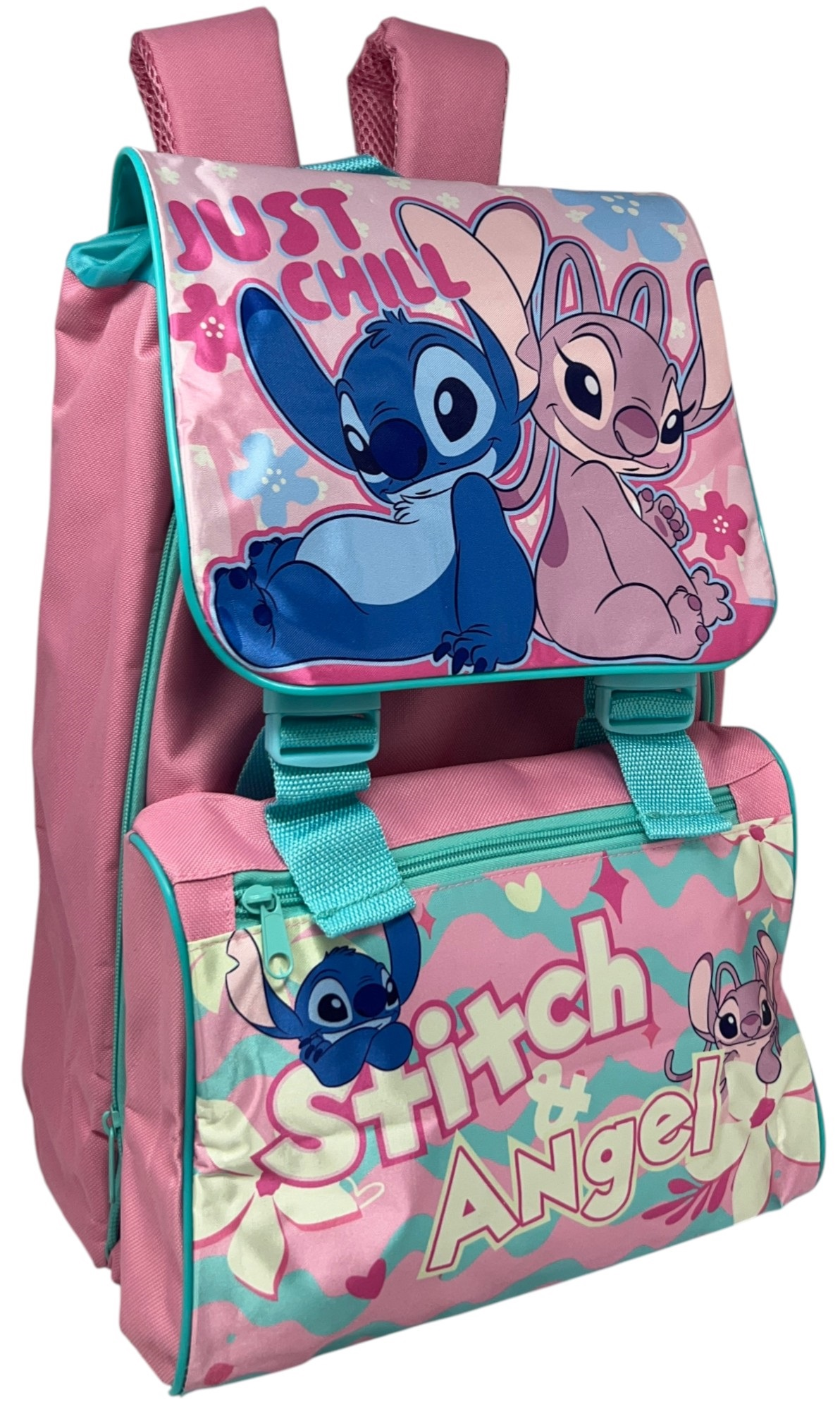 Zaino Estensibile Ergonomico Stitch e Angel DISNEY 42 Cm. Borsa Scuola Primaria - 1111342338