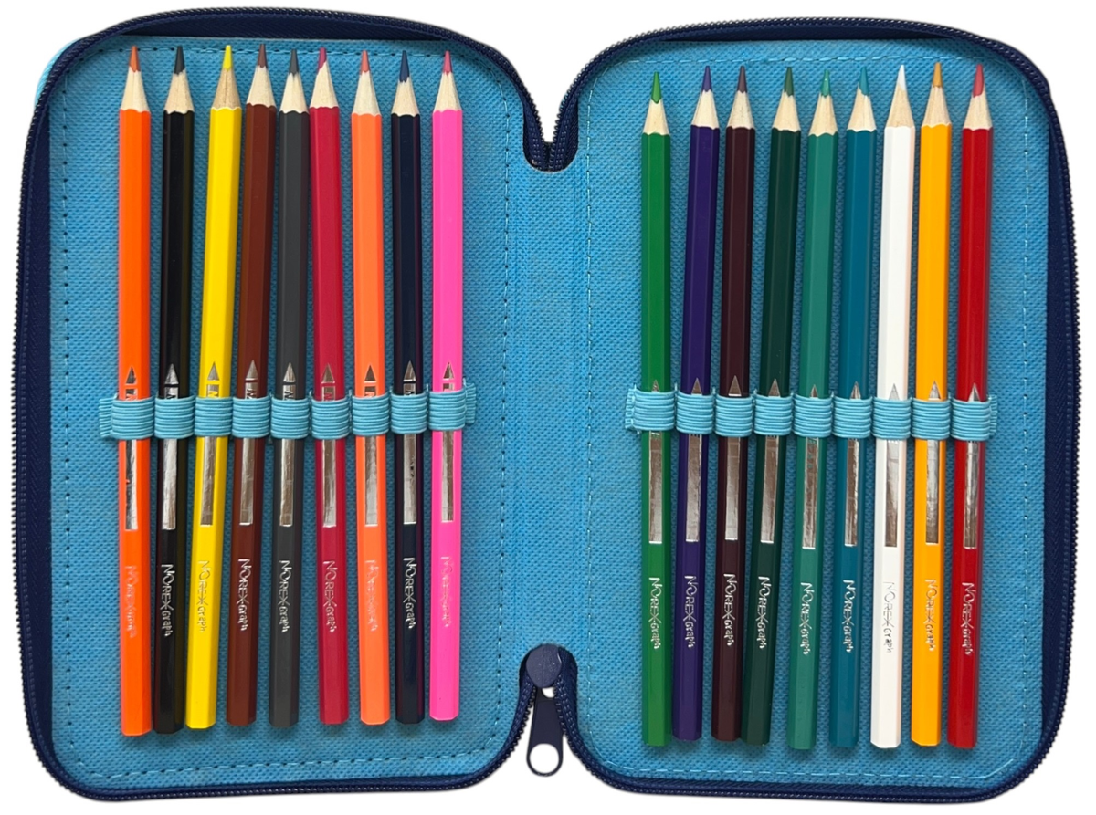Astuccio Multiscomparto Stitch Blu DISNEY 3 Zip per la Scuola Portacolori Giotto - 000565228