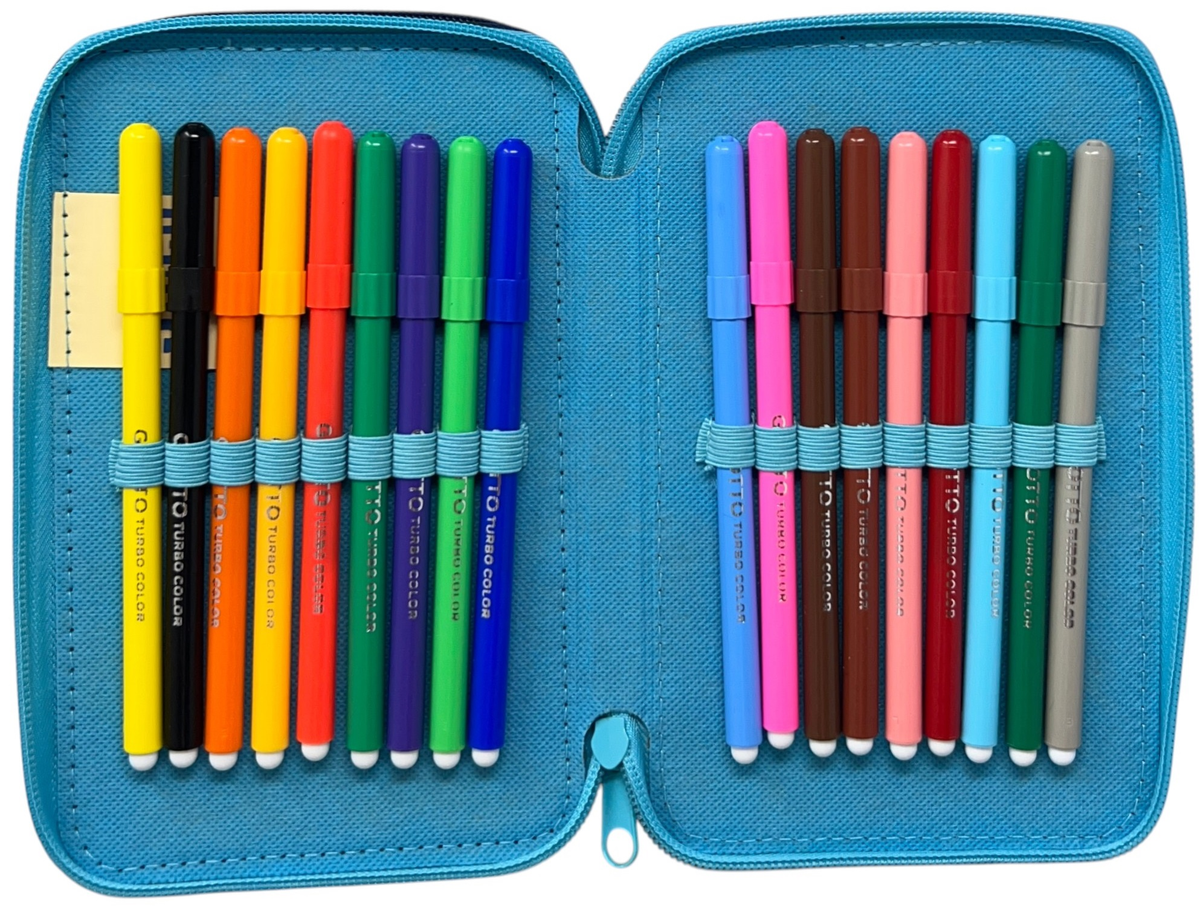 Astuccio Multiscomparto Stitch Blu DISNEY 3 Zip per la Scuola Portacolori Giotto - 000565228