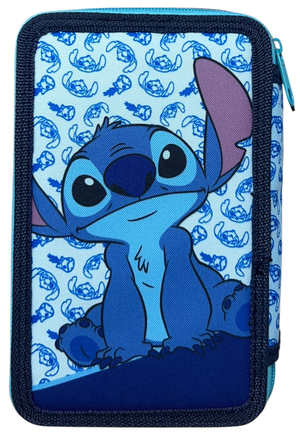 Astuccio Multiscomparto Stitch Blu DISNEY 3 Zip per la Scuola Portacolori Giotto - 000565228