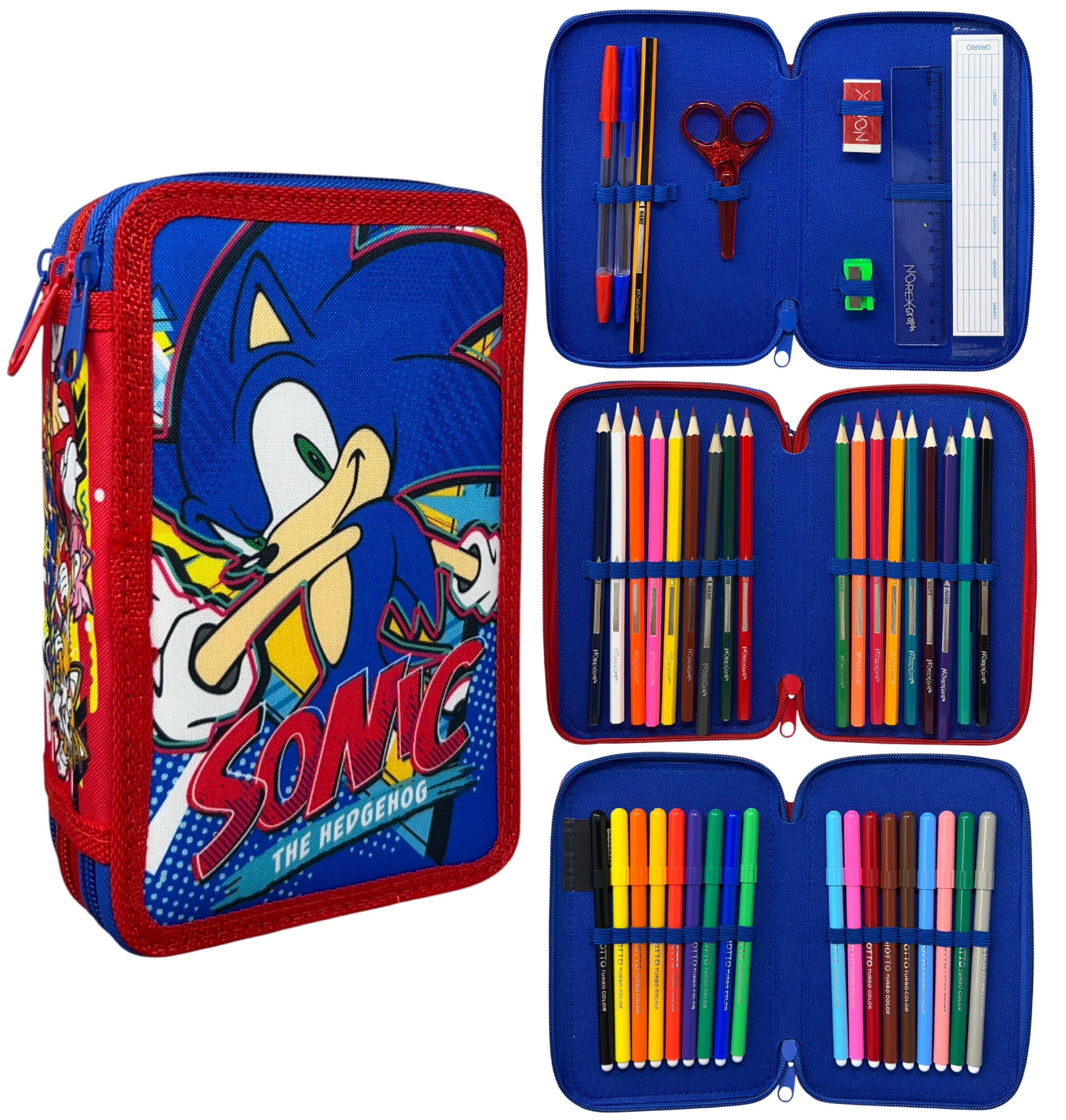 Astuccio 3 Zip Scuola Sonic Multiscomparto Portacolori Giotto - 1004e4236
