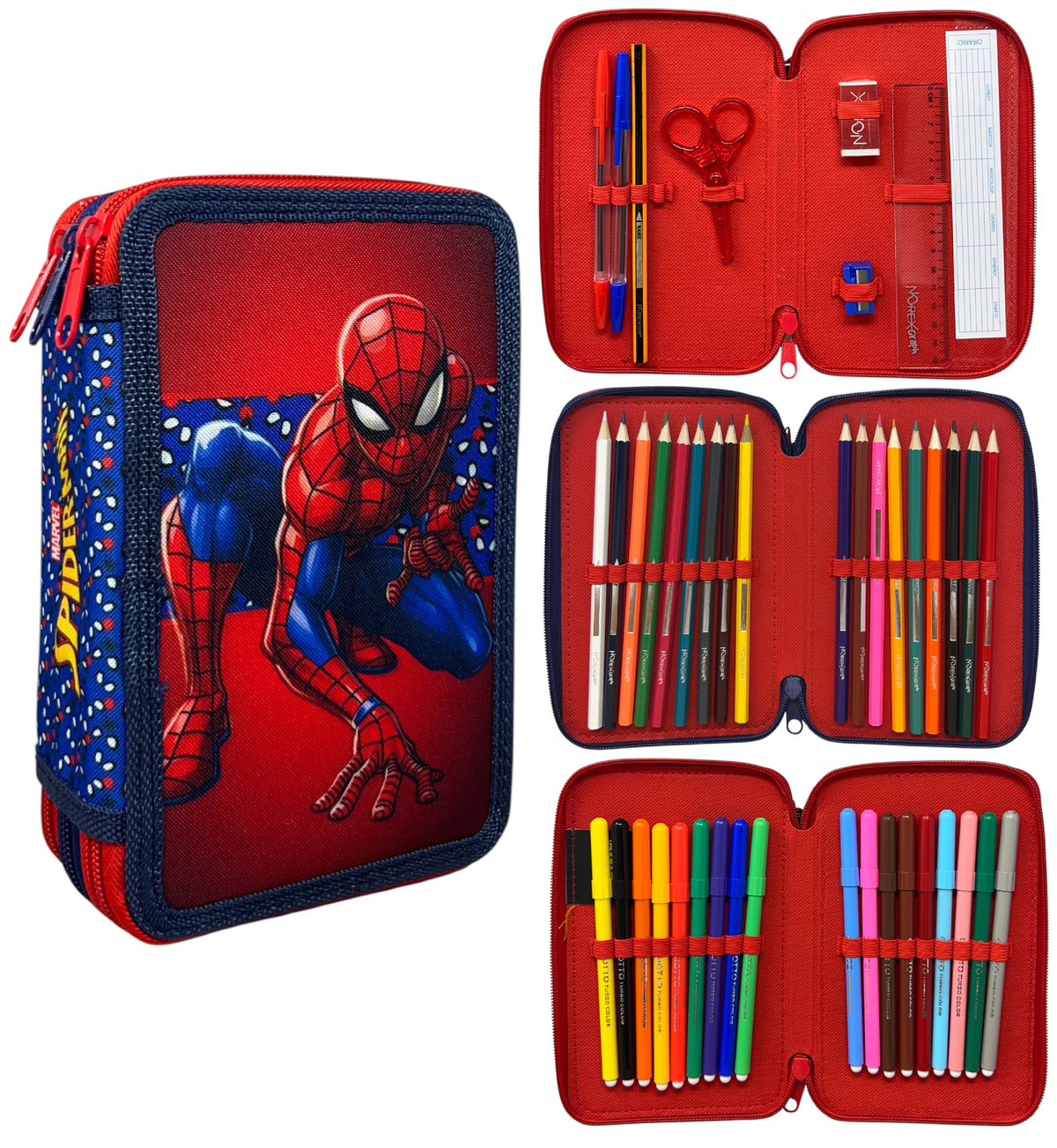Astuccio Multiscomparto Spiderman MARVEL 3 Zip per la Scuola Portacolori Giotto - 000508613