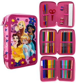 Astuccio Multiscomparto Principesse DISNEY 3 Zip per la Scuola Portacolori Giotto - 000565227