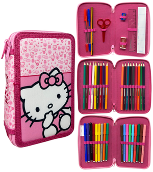 Astuccio Multiscomparto Hello Kitty Sanrio 3 Zip per la Scuola Portacolori Giotto - Hk36-5414