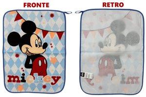 Set Asilo 3 Pezzi Topolino DISNEY Bavetta con Elastico Tovaglietta Sacca - Mic1751