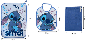 Set Asilo 3 Pezzi Stitch DISNEY Bavetta con Elastico Tovaglietta Sacca - Sti1752