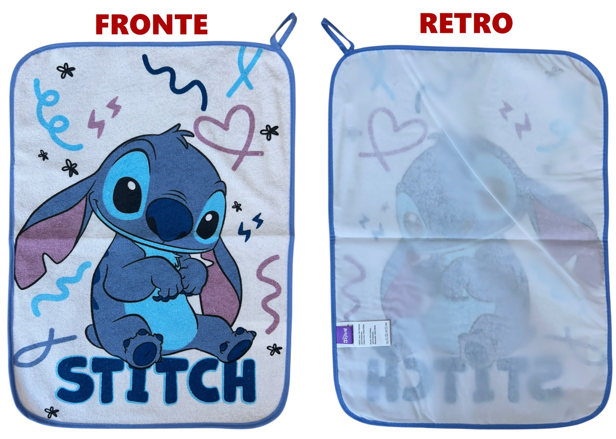 Set Asilo 3 Pezzi Stitch DISNEY Bavetta con Elastico Tovaglietta Sacca - Sti1752