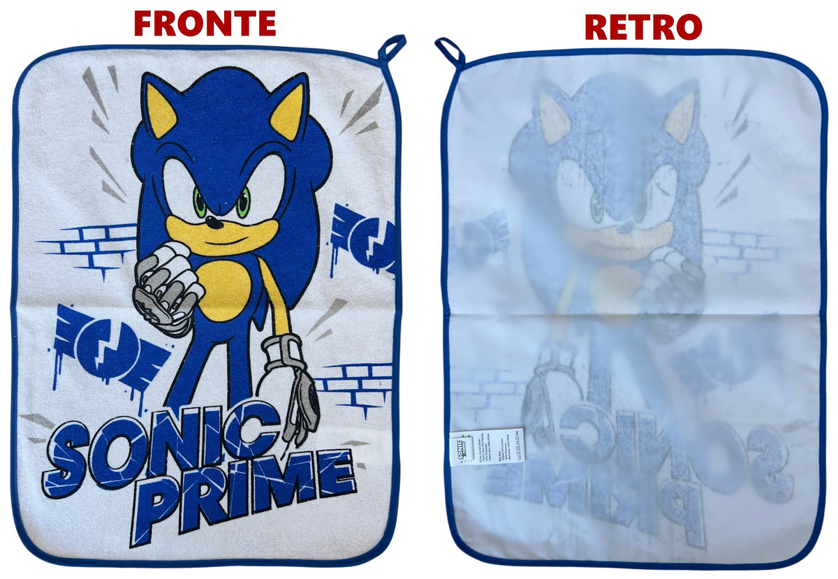 Set Asilo 3 Pezzi Sonic Bavetta con Elastico Tovaglietta Sacca - Scp1759