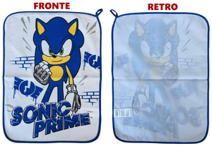 Set Asilo 3 Pezzi Sonic Bavetta con Elastico Tovaglietta Sacca - Scp1759
