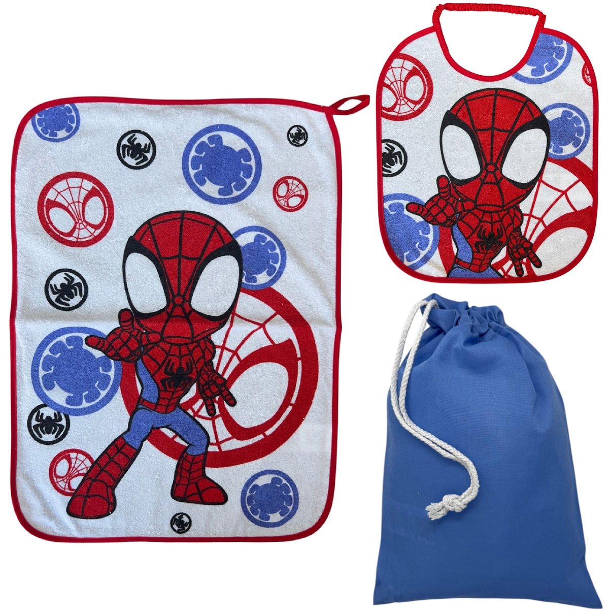 Set Asilo 3 Pezzi Spidey MARVEL Bavetta con Elastico Tovaglietta Sacca - Spm_1