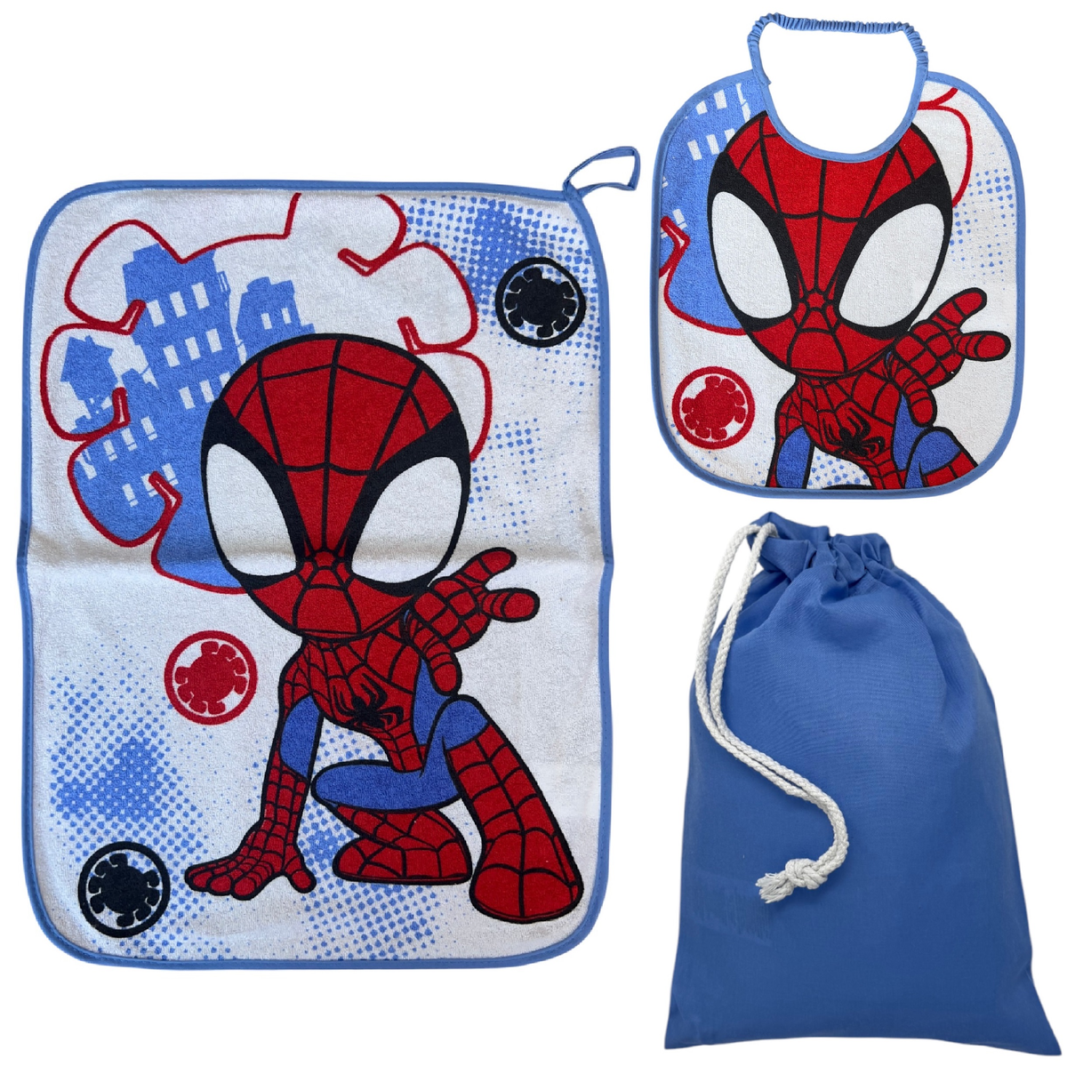 Set Asilo 3 Pezzi Spidey MARVEL Bavetta con Elastico Tovaglietta Sacca - Spm_2