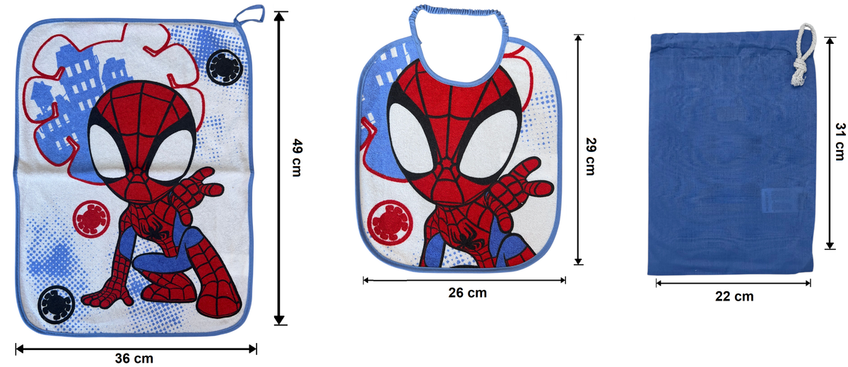 Set Asilo 3 Pezzi Spidey MARVEL Bavetta con Elastico Tovaglietta Sacca - Spm_2