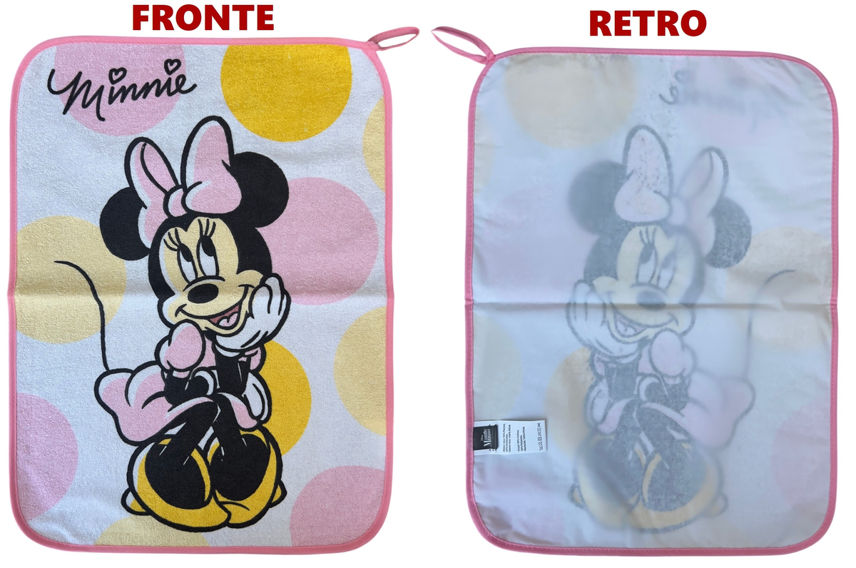 Set Asilo 3 Pezzi Minnie DISNEY Bavetta con Elastico Tovaglietta Sacca - Min1755