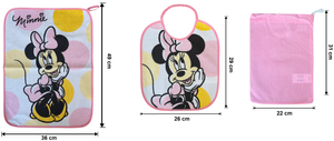 Set Asilo 3 Pezzi Minnie DISNEY Bavetta con Elastico Tovaglietta Sacca - Min1755