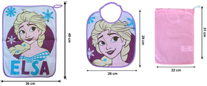 Set Asilo 3 Pezzi Frozen DISNEY Bavetta con Elastico Tovaglietta Sacca - Fro-1