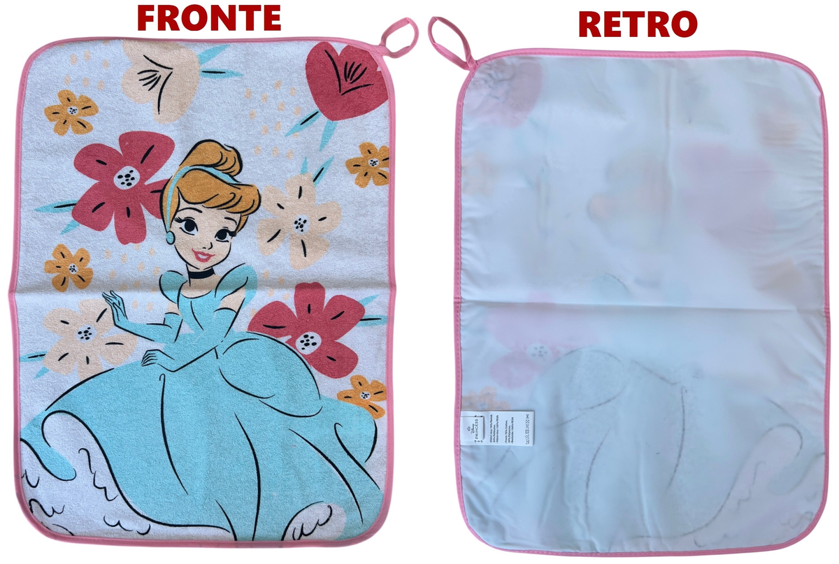 Set Asilo 3 Pezzi Cenerentola DISNEY Principesse Bavetta con Elastico Tovaglietta Sacca - Pri1757