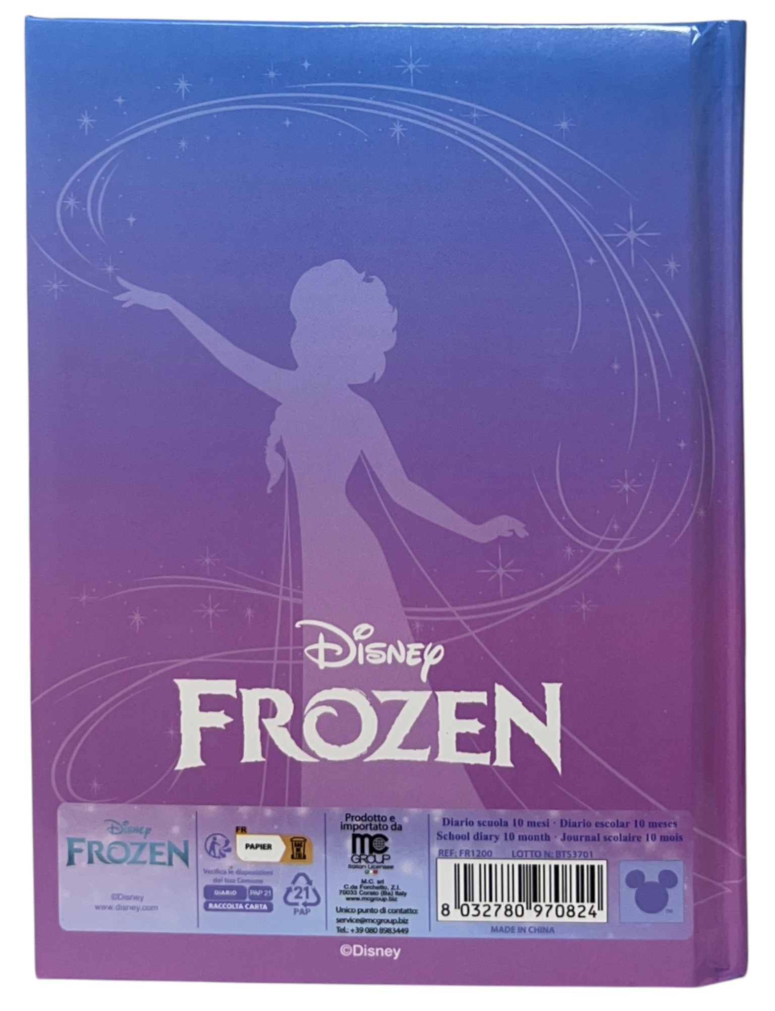 Diario Frozen DISNEY Agenda 10 Mesi Scuola Elementare Media - Fr1200