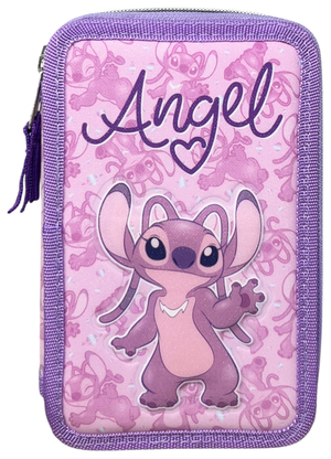 Astuccio Scuola Angel Stitch DISNEY Multiscomparto 3 Zip Penna Papermate Pennarelli Giotto - Lst1192-G