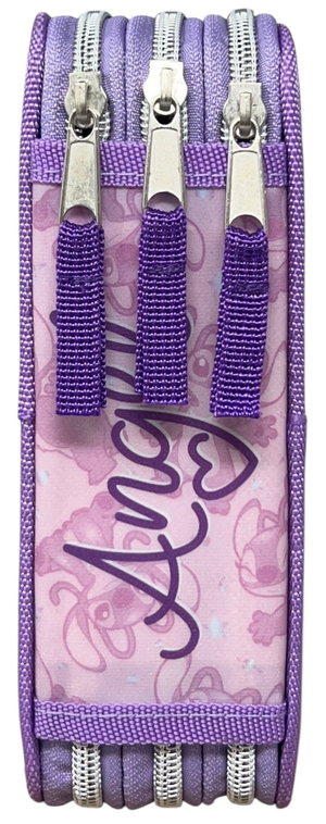 Astuccio Scuola Angel Stitch DISNEY Multiscomparto 3 Zip Penna Papermate Pennarelli Giotto - Lst1192-G