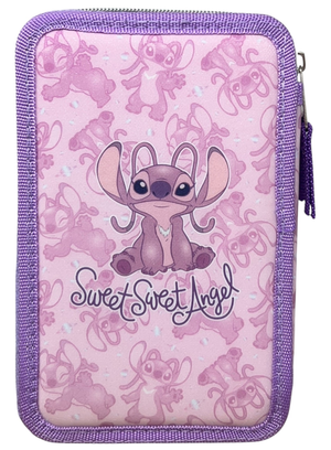 Astuccio Scuola Angel Stitch DISNEY Multiscomparto 3 Zip Penna Papermate Pennarelli Giotto - Lst1192-G