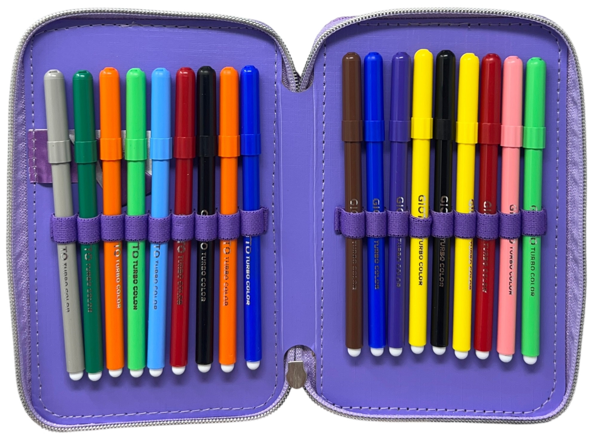 Astuccio Scuola Angel Stitch DISNEY Multiscomparto 3 Zip Penna Papermate Pennarelli Giotto - Lst1192-G