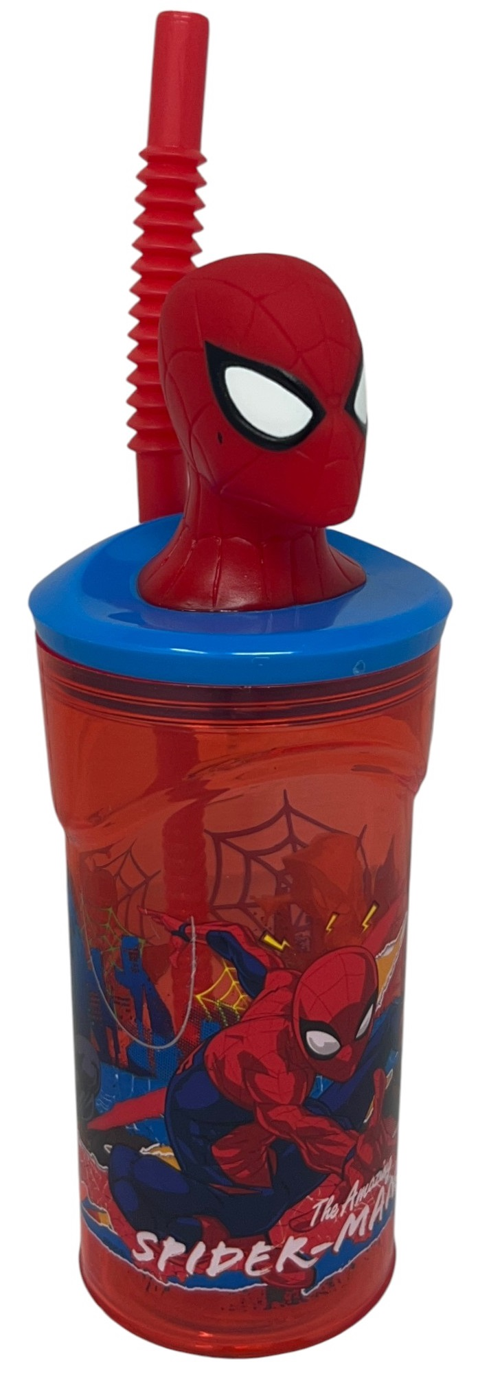 Bicchiere con Cannuccia Spiderman MARVEL Personaggio 3d 360 Ml Bpa Free - St83566