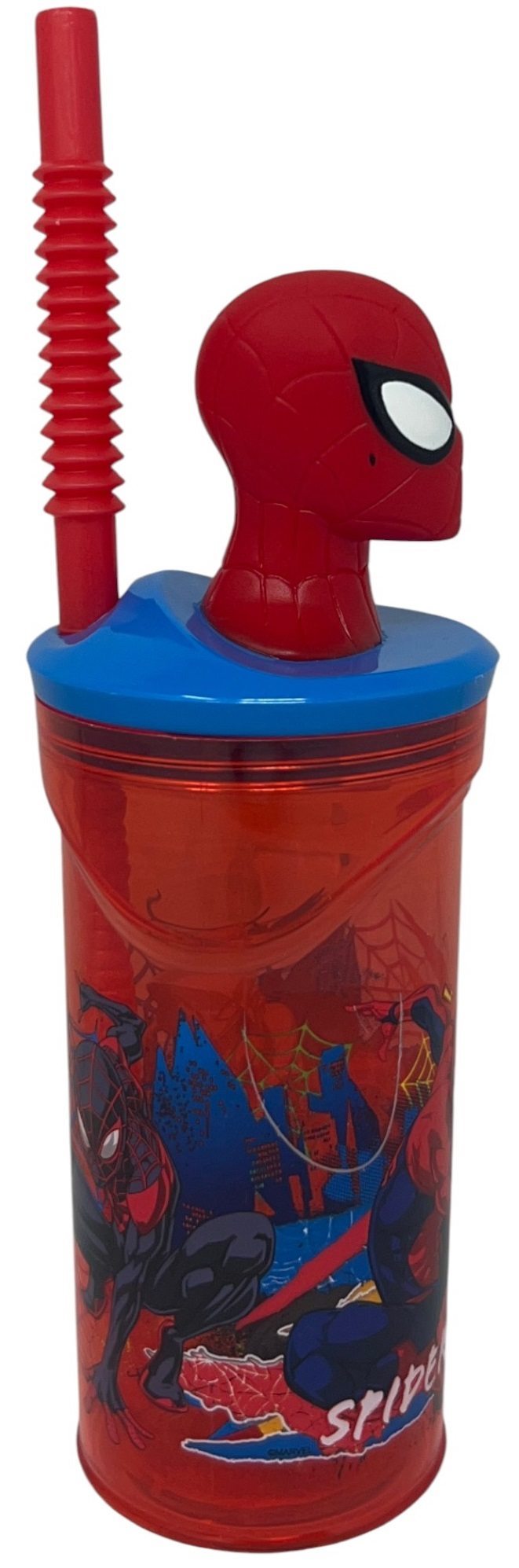 Bicchiere con Cannuccia Spiderman MARVEL Personaggio 3d 360 Ml Bpa Free - St83566