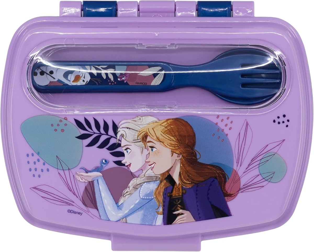 Set Pranzo Frozen DISNEY 2 Pezzi Borraccia in Alluminio e Portamerenda con Posate - St74263