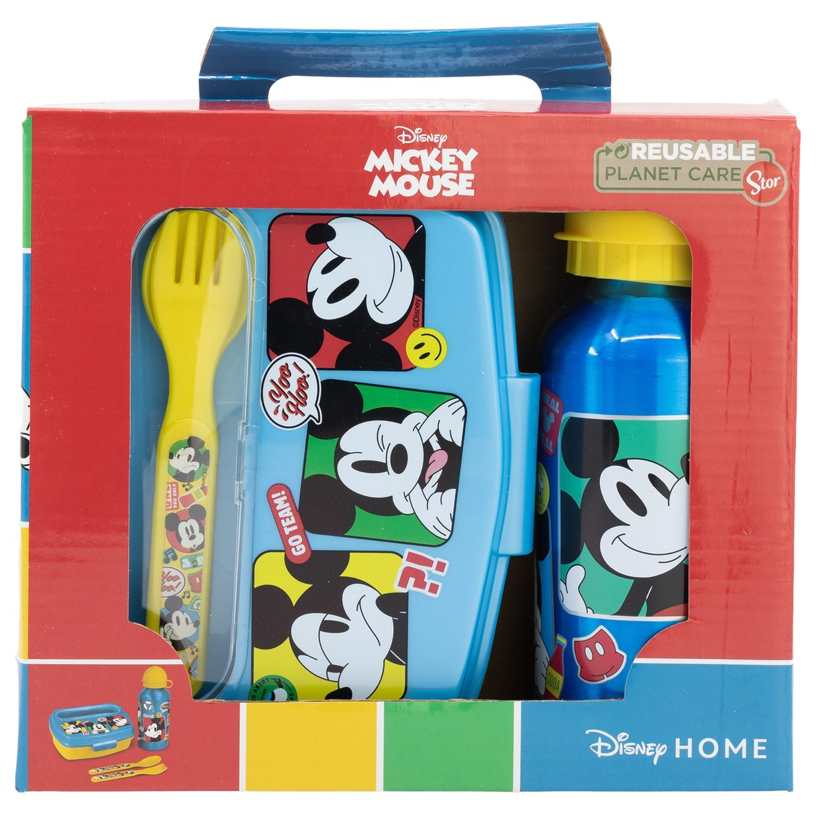 Set Pranzo Topolino DISNEY 2 Pezzi Borraccia in Alluminio e Portamerenda con Posate - St74363