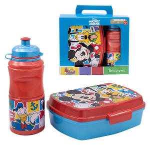 Set Pranzo Topolino DISNEY 2 Pezzi Borraccia 400 Ml Portamerenda - St74373