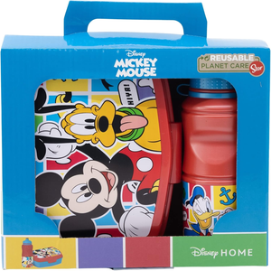Set Pranzo Topolino DISNEY 2 Pezzi Borraccia 400 Ml Portamerenda - St74373