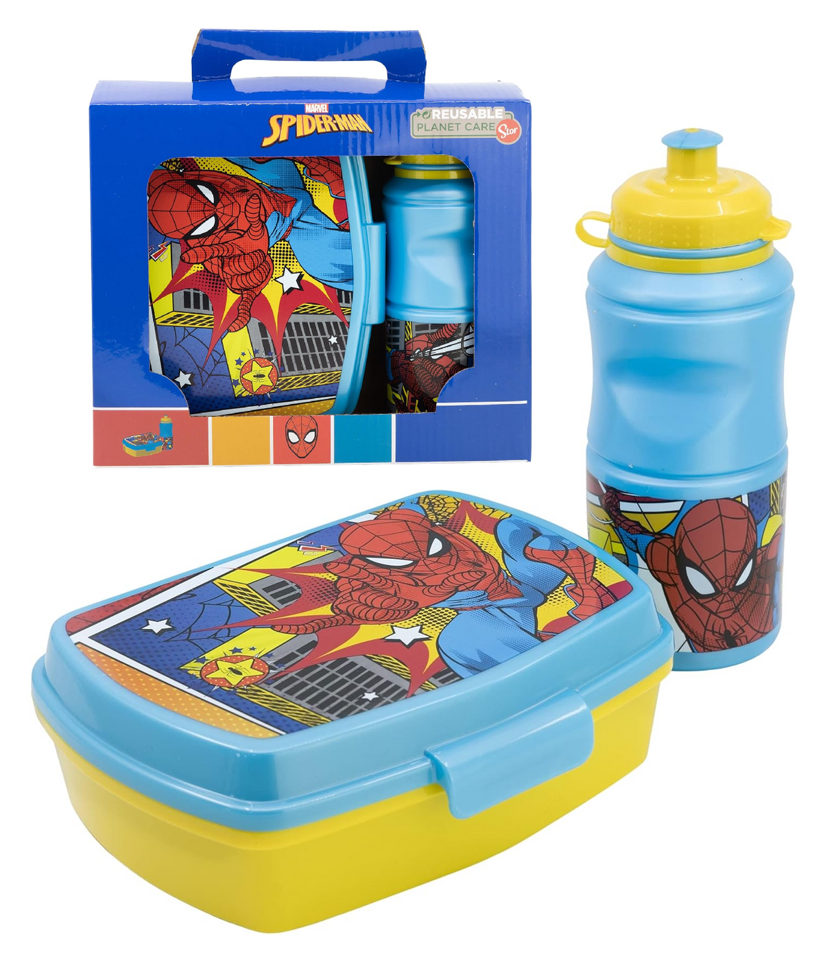 Set Pranzo Spiderman MARVEL 2 Pezzi Borraccia 400 Ml Portamerenda - St74773